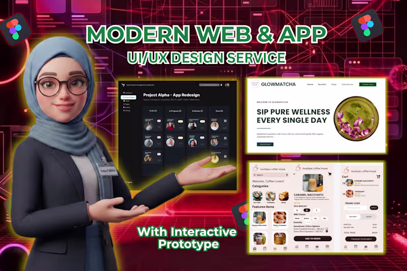 Cover image for Interactive Figma Prototype for Web & App UI UX
