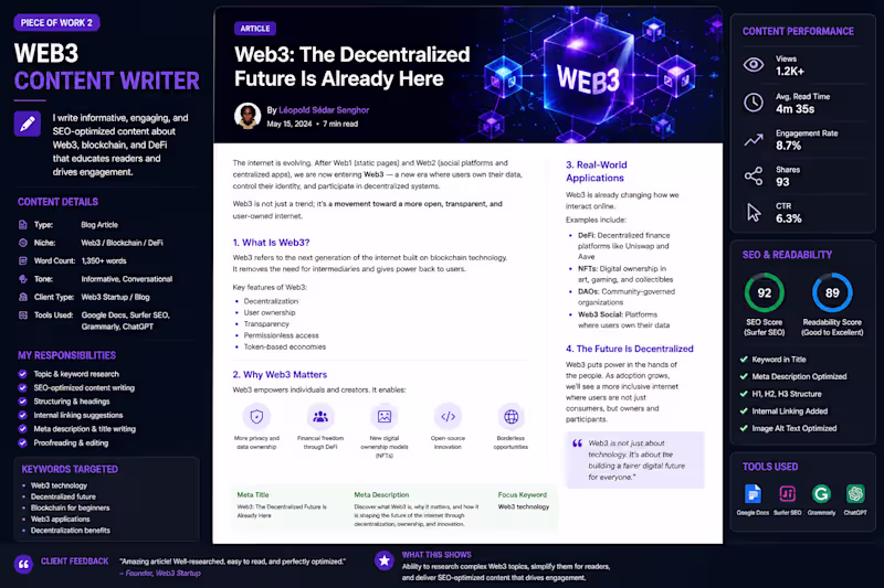 Cover image for Web3 Content Writer — Blockchain