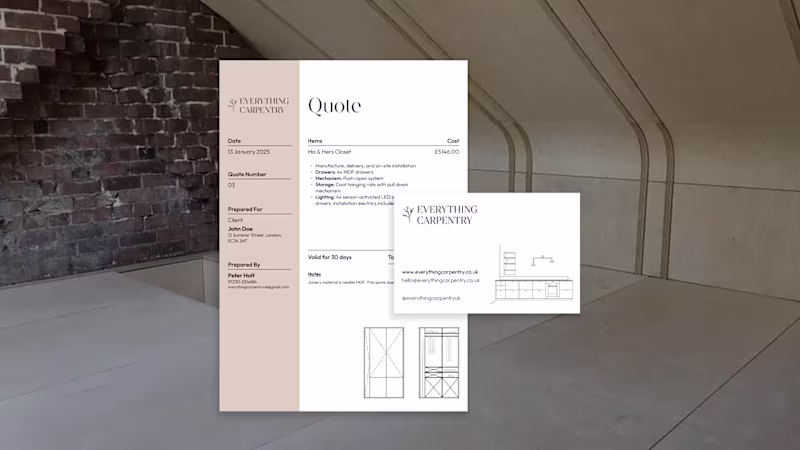 Cover image for Stationery design for Everything Carpentry