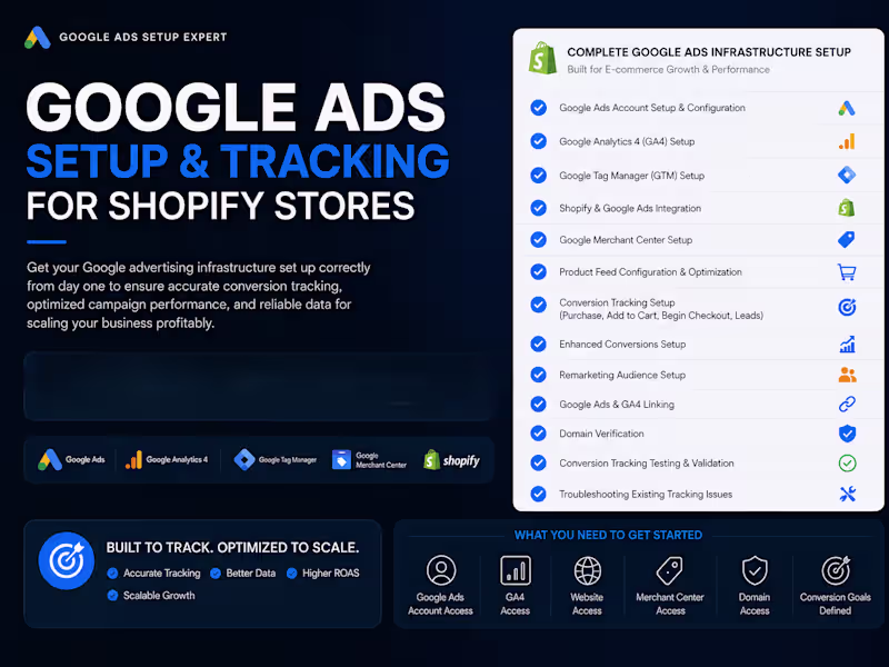 Cover image for Google Ads Setup Expert, GA4, GTM & Conversion Tracking 
