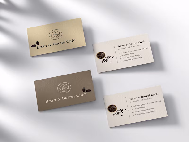 Cover image for Bean & Barrel Café - Business Card Design