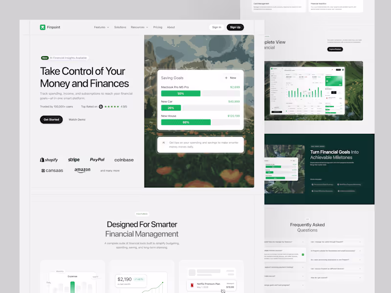 Cover image for Finpoint Finance SaaS Landing Page Design