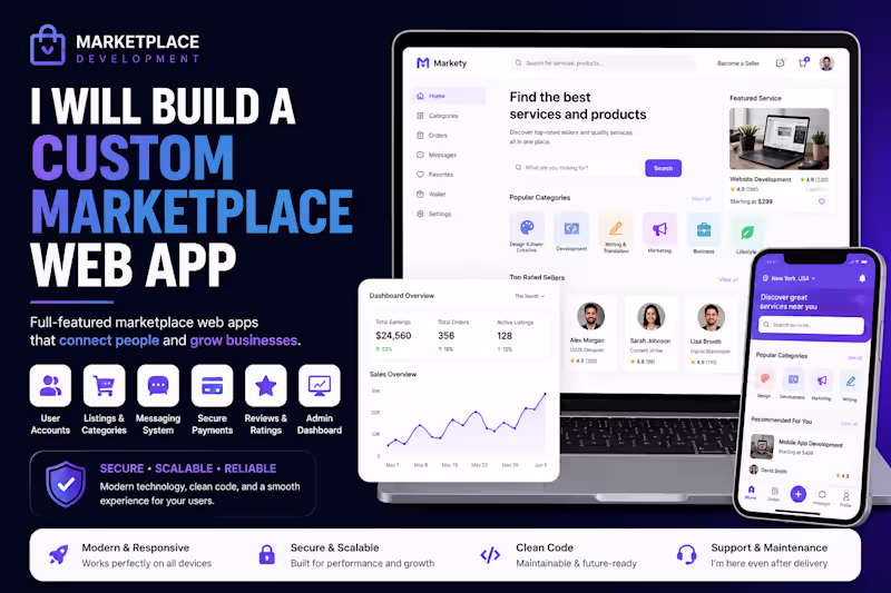 Cover image for I will build a custom marketplace web app