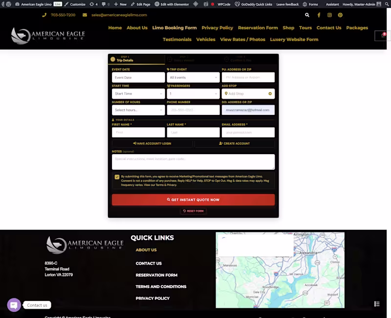 Cover image for Limo Booking Form