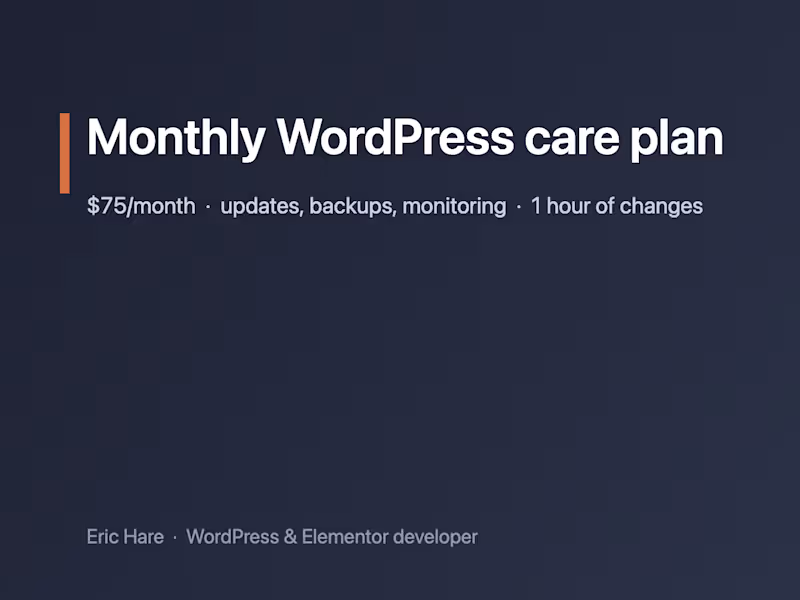 Cover image for Monthly WordPress care plan