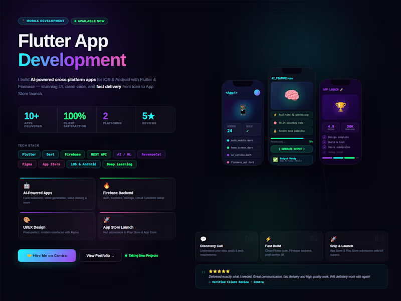 Cover image for AI-Powered Mobile App — Flutter & Firebase