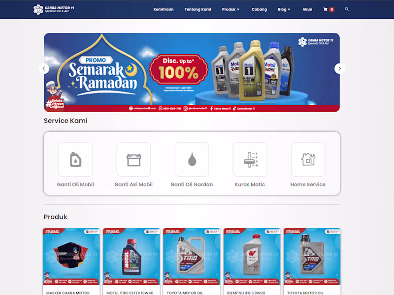 Cover image for Cakra Motor 11💡 E-Commerce Website built By Woocommerce