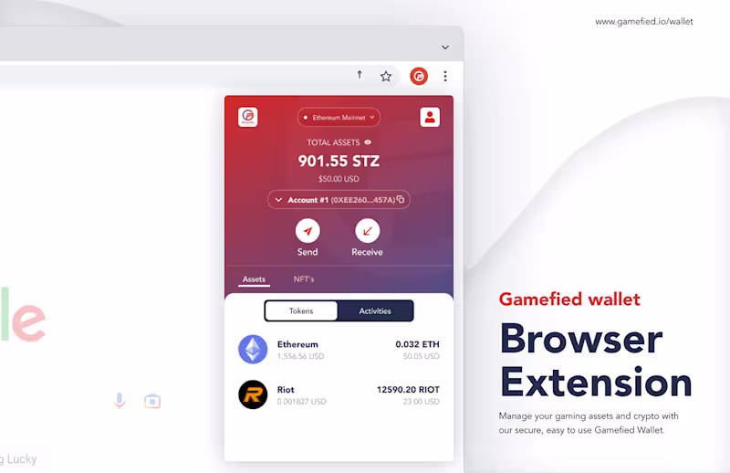 Cover image for Gamefied - Crypto Wallet Browser Extension on Behance