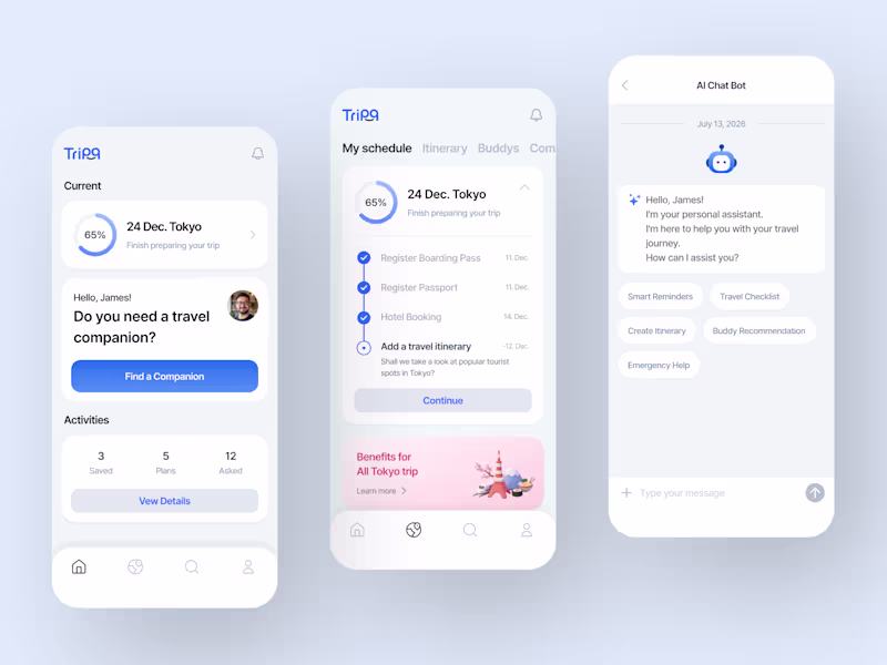 Cover image for This is a travel service app that utilizes AI chatbots and r...