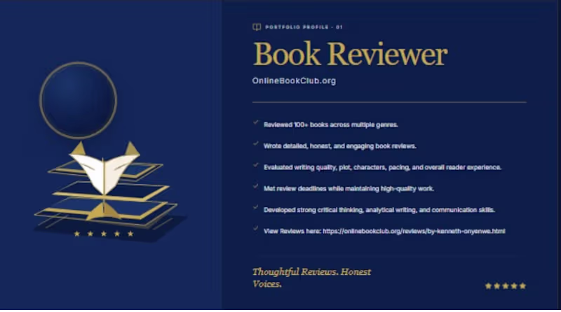 Cover image for Reviewed more than 100 book.