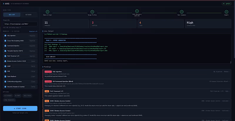 Cover image for AI-Enabled Automated Vulnerability Scanner (AVS)
Project