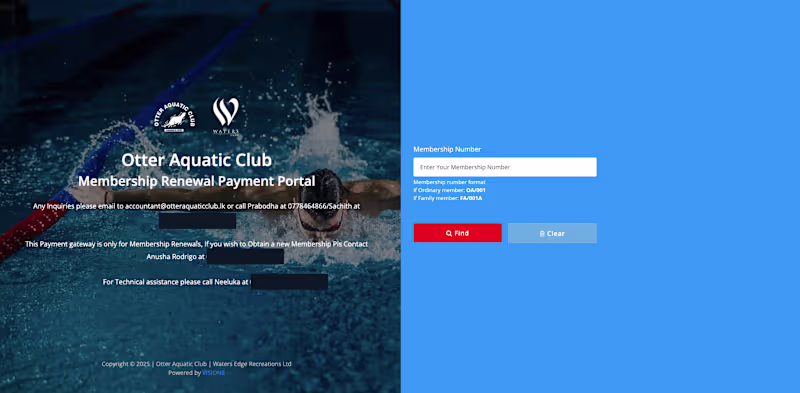 Cover image for Otters Aquatic Club Membership Payment Portal