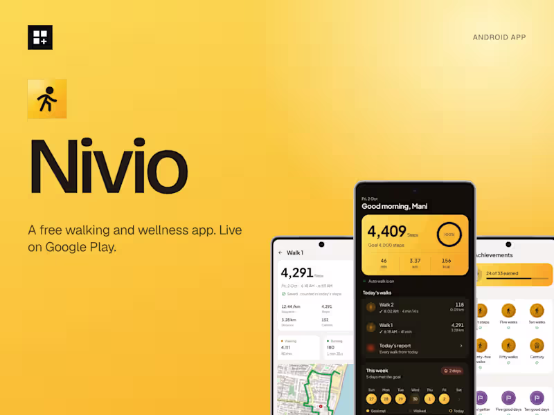 Cover image for Nivio: a free walking app, live on Google Play