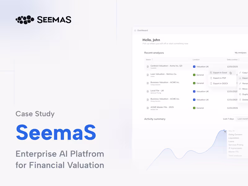 Cover image for SeemaS - Enterprise FinTech AI Platform for Financial Valuation