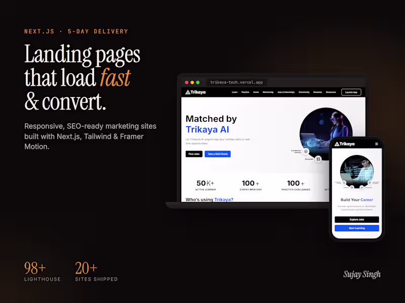 Cover image for High-Performance Next.js Landing Page in 5 Days
