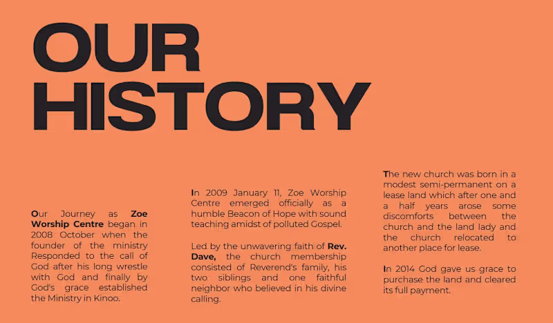 Cover image for zoe worship centre church website