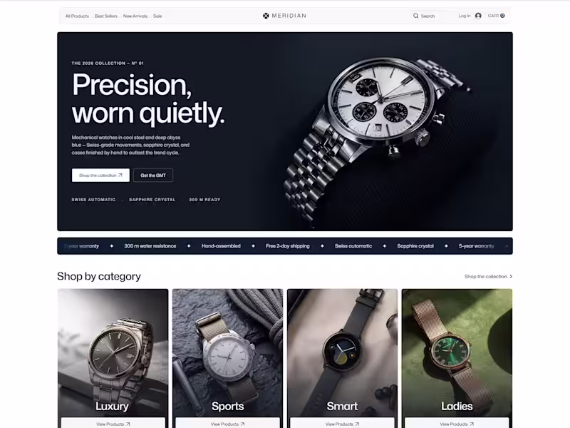 Cover image for Meridian | Luxury Watch eCommerce on Wix Studio