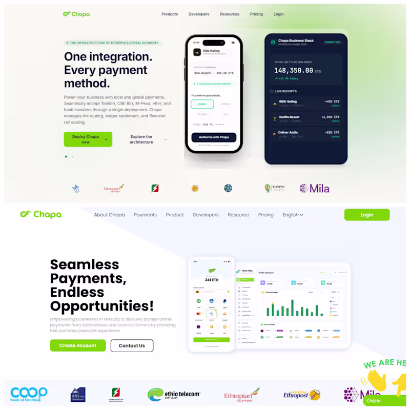 Cover image for Chapa: Concept Redesign of Ethiopia's Leading Payment Platform