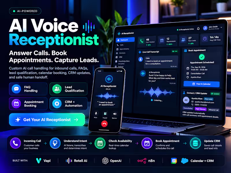 Cover image for AI Voice Receptionist & Appointment Booking Agent