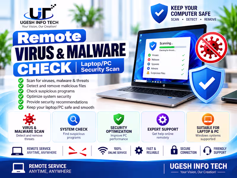 Cover image for Virus Check + Cleanup-Window 10 / 11- Fully Remote Services
