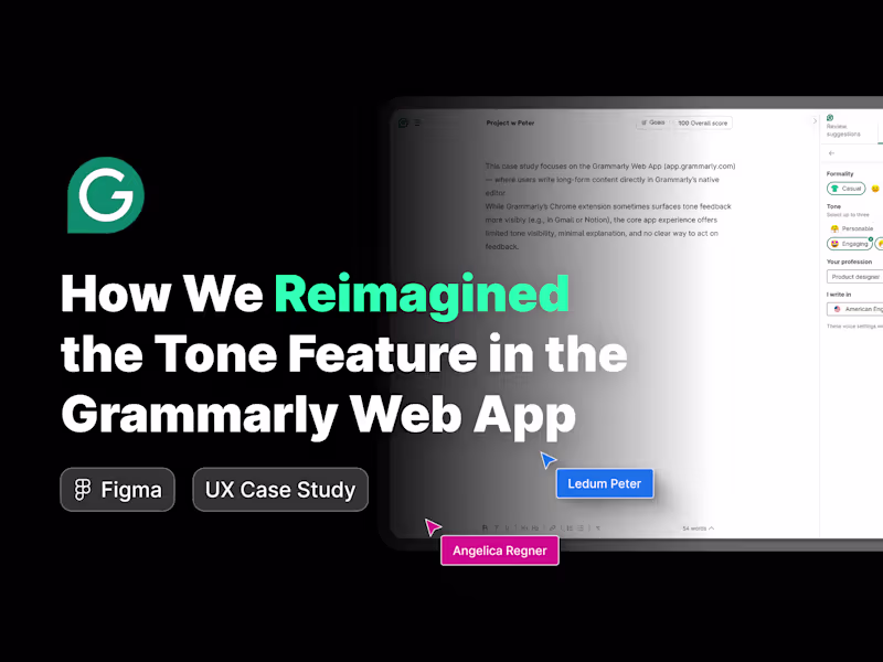 Cover image for Grammarly Web App — Tone Feature Reimagined