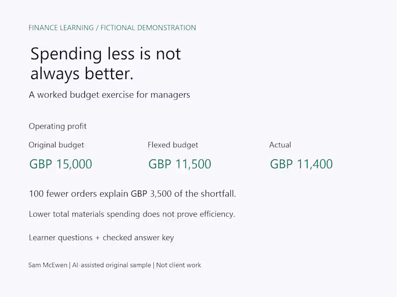 Cover image for Budget Variance Learning Exercise — Fictional Sample