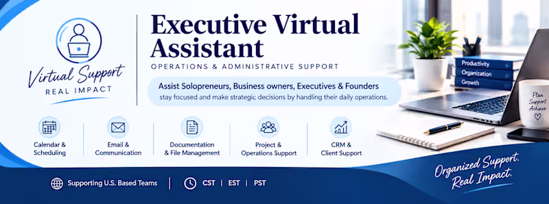 Cover image for Executive Virtual Assistant & Administrative Support