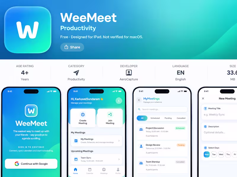 Cover image for  WeeMeet - Group Meeting Scheduling App