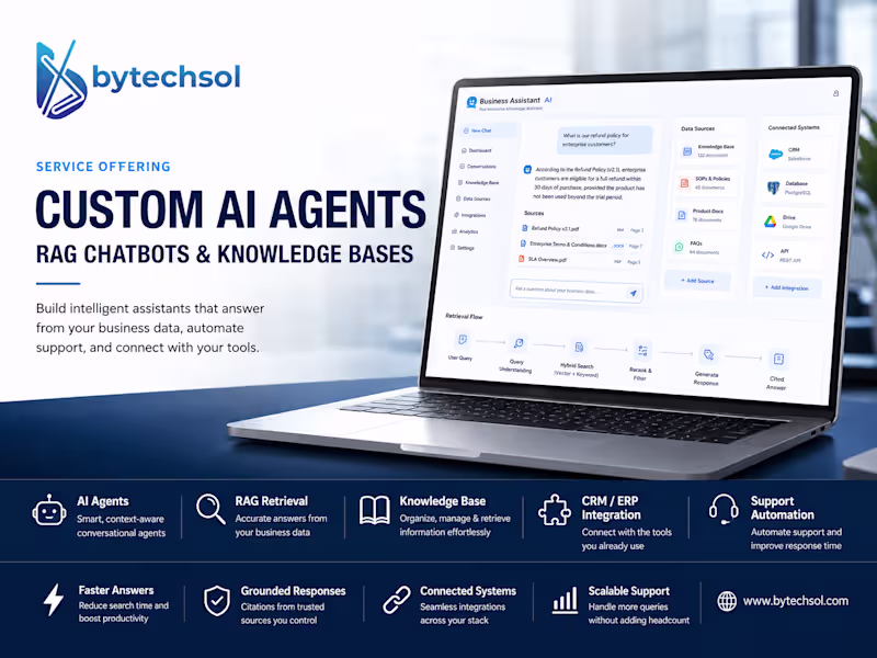 Cover image for Custom AI Agents, RAG Chatbots & Knowledge Bases