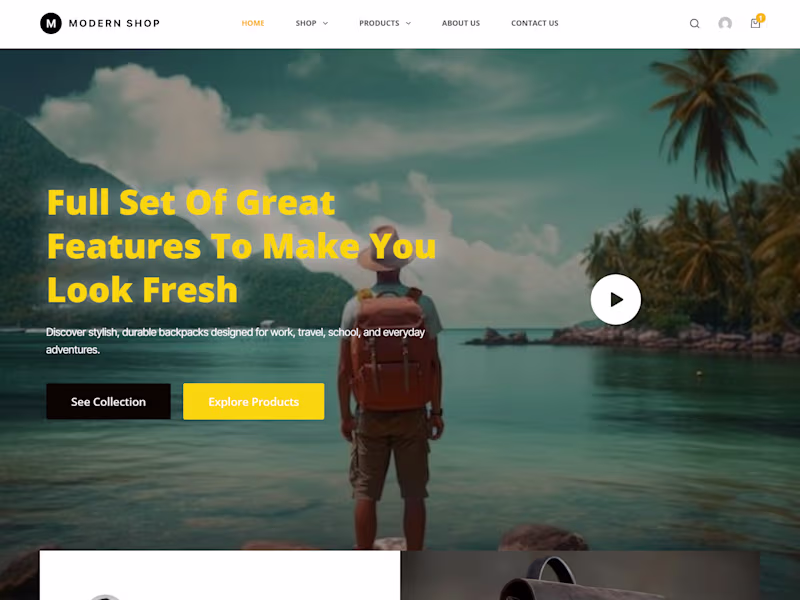 Cover image for luxery backpack Website