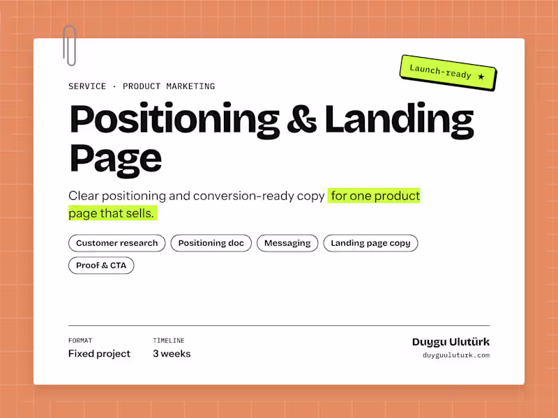 Cover image for B2B SaaS Positioning & Landing Page Copy