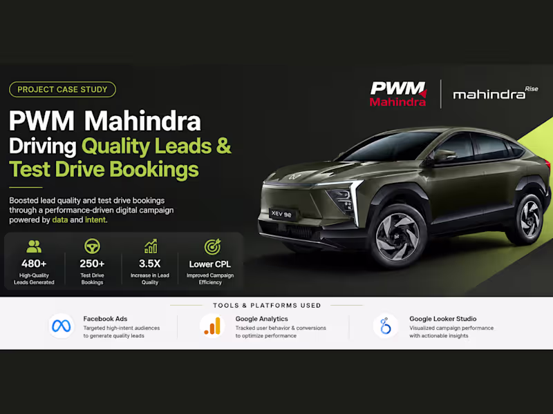 Cover image for PWM Mahindra Showroom Visit Funnel