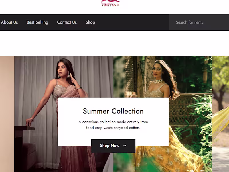 Cover image for Tritiyaa – Custom WordPress Website for Ethnic Wear Store
