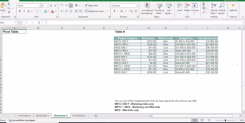 Cover image for worked on client Pivot table