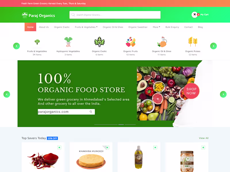 Cover image for Organic Food ECommerce WordPress Website