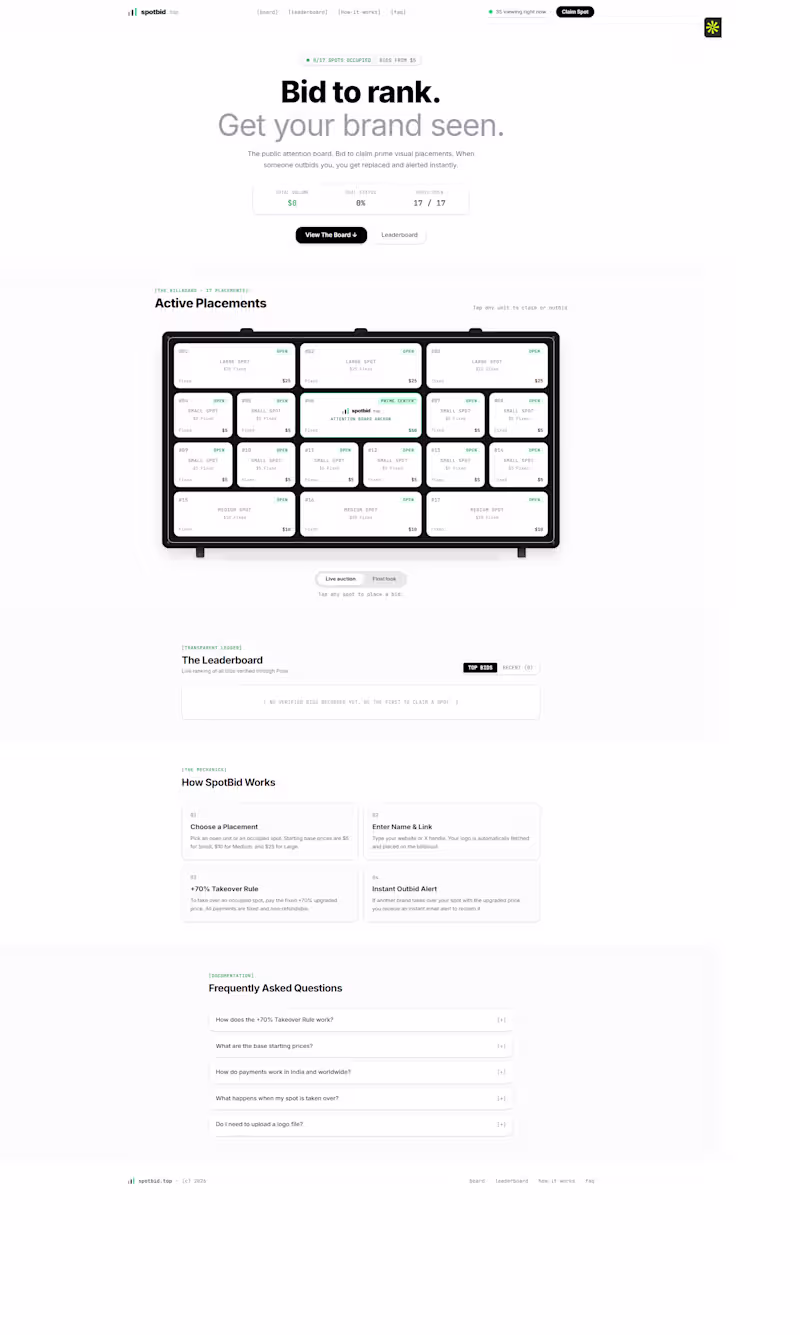 Cover image for SpotBid — A live attention marketplace where brands bid in r...