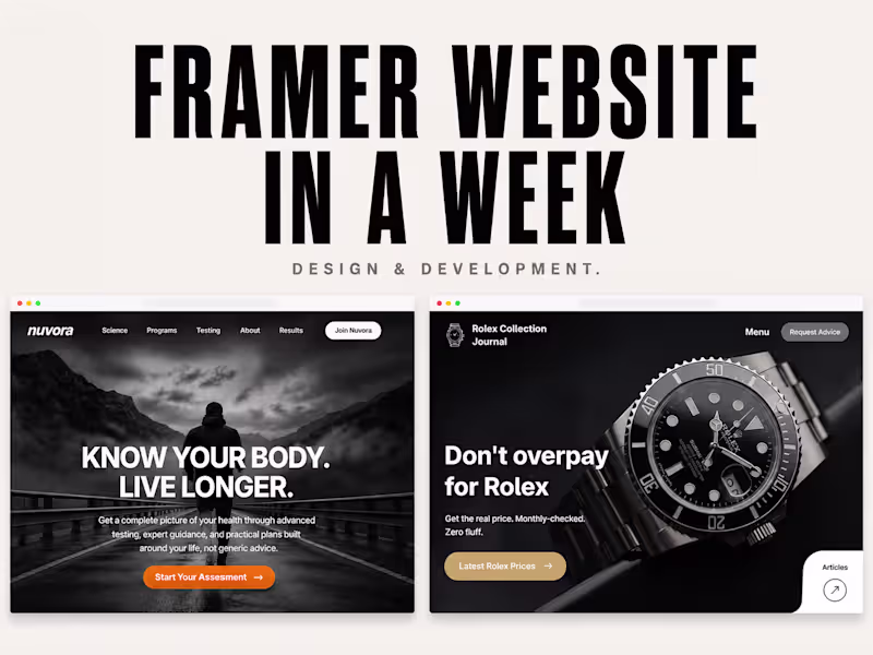 Cover image for Framer Website in a Week — Full Custom Build