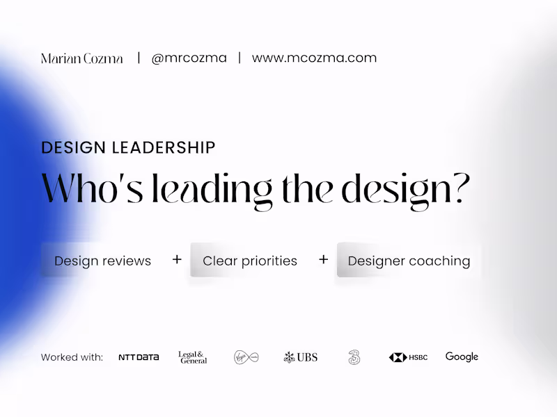 Cover image for Design Leadership for Scale-Ups: Reviews & Designer Coaching