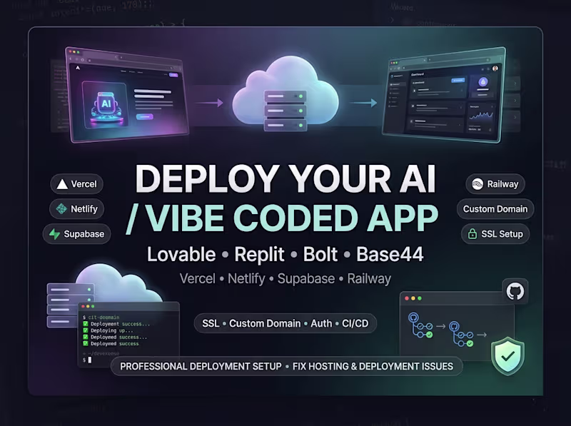 Cover image for Lovable, Replit or Bolt App Deployed to Vercel or Supabase