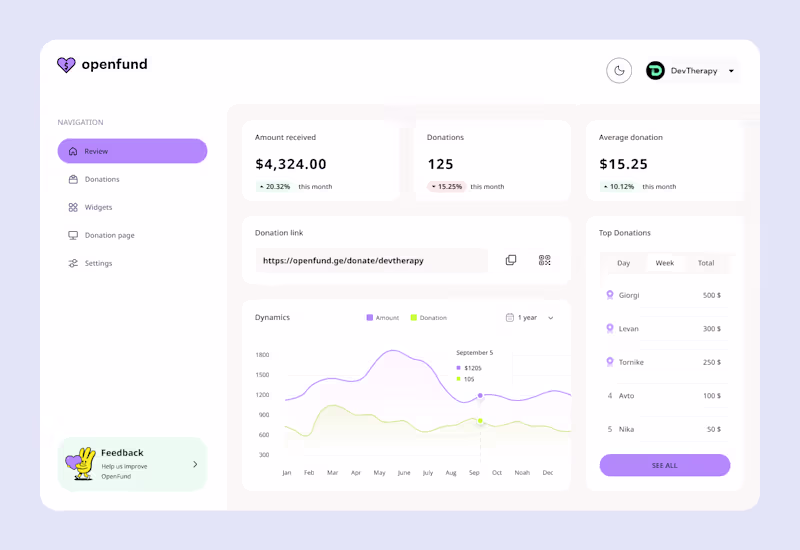 Cover image for Donations platform dashboard