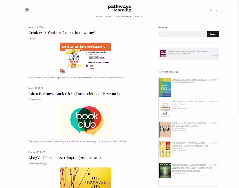 Cover image for Pathways of Learning - Wordpress Blog for writer