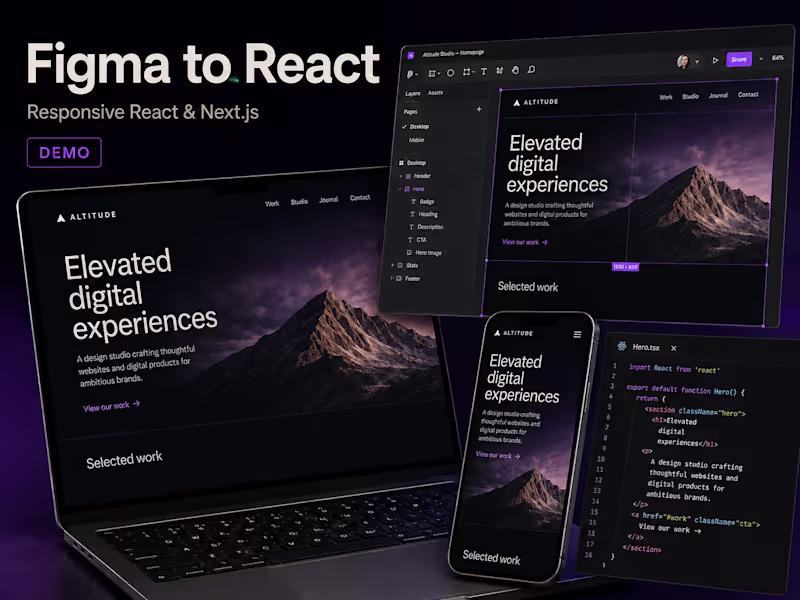 Cover image for Figma to React or Next.js responsive website development