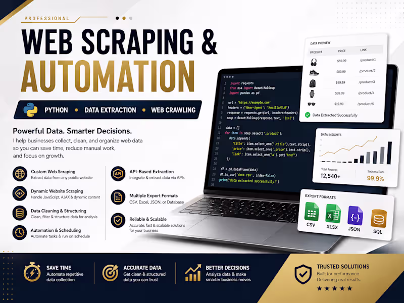 Cover image for Web Scraping & Data Extraction with Python