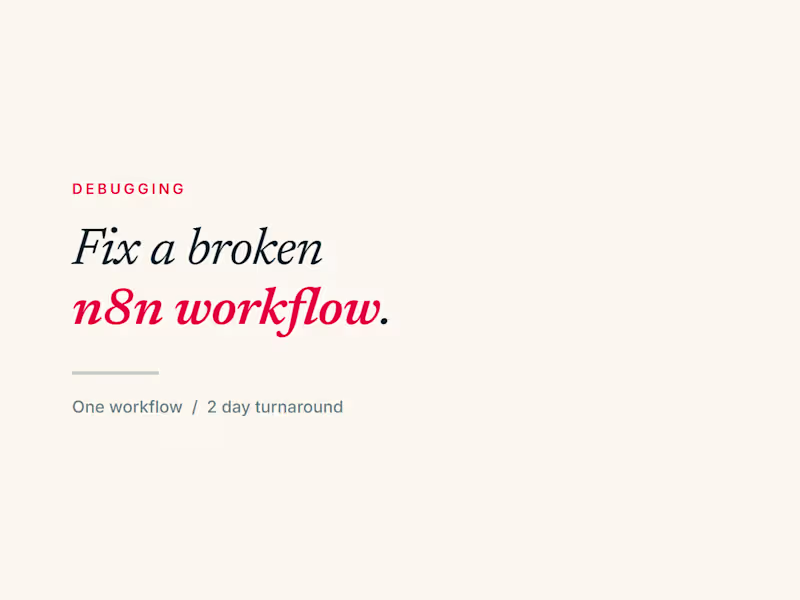 Cover image for Fix or debug a broken n8n workflow