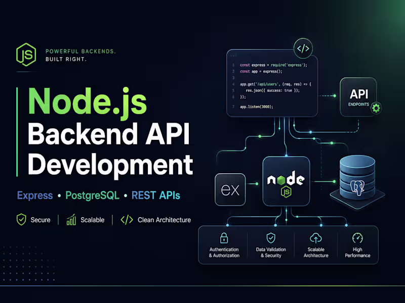 Cover image for Node.js / Express Backend API Development