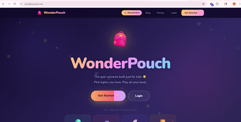 Cover image for WonderPouch.com (https://WonderPouch.com) quizz plateform for