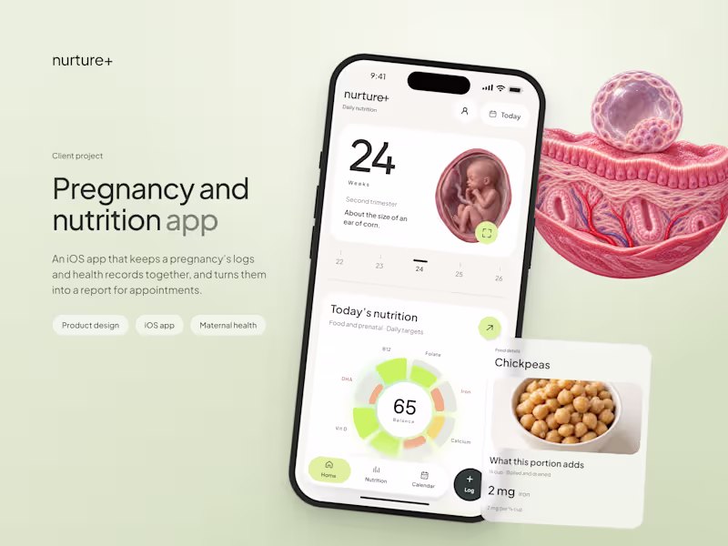 Cover image for nurture+ Pregnancy and Nutrition App Design