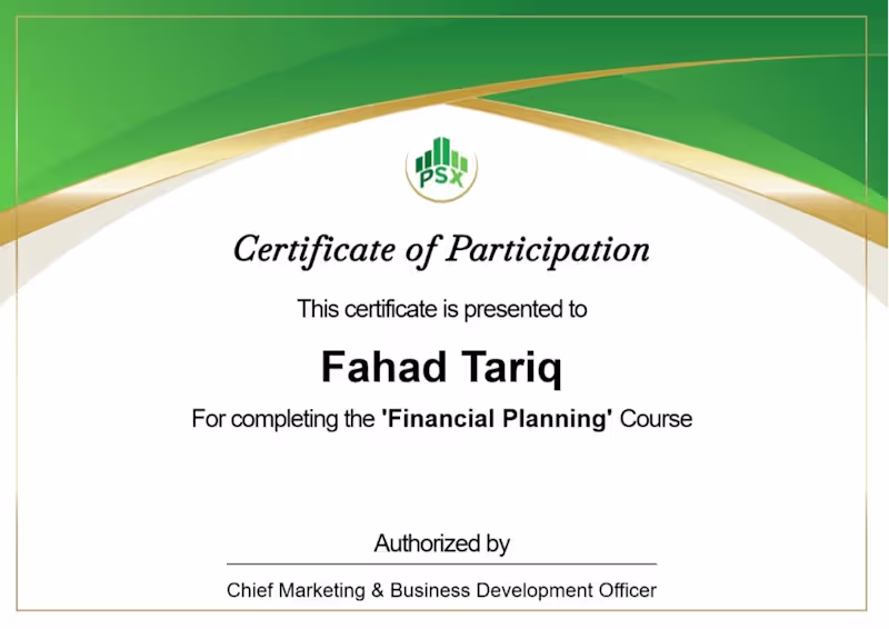 Cover image for Financial planner Certification
Alhamdolillah ❤️