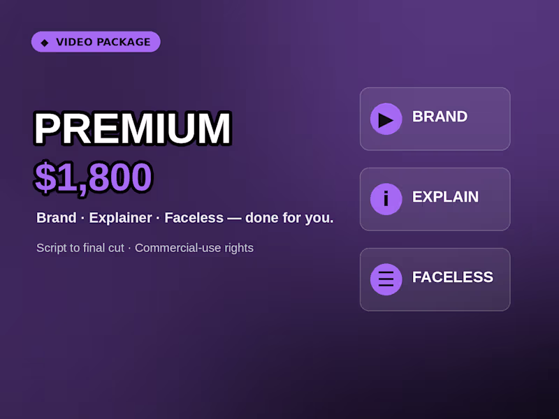 Cover image for Premium — Brand, Explainer & Faceless Video