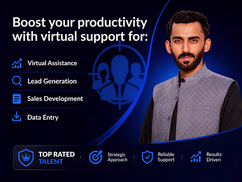 Cover image for You will get VIRTUAL ASSISTANCE for your business.